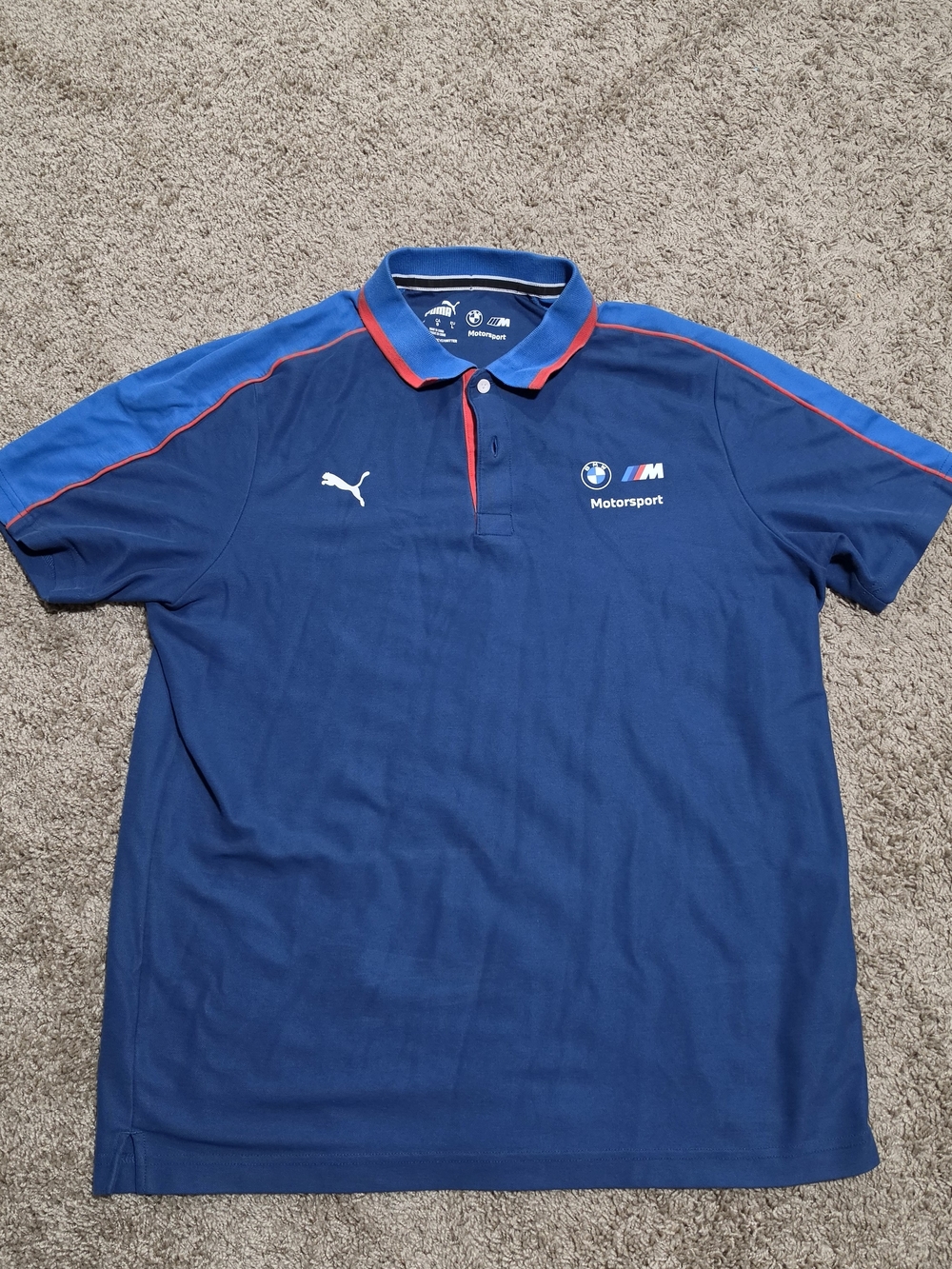 Men's Puma x BMW M Motorsport Blue Athletic Polo Shirt, Size L